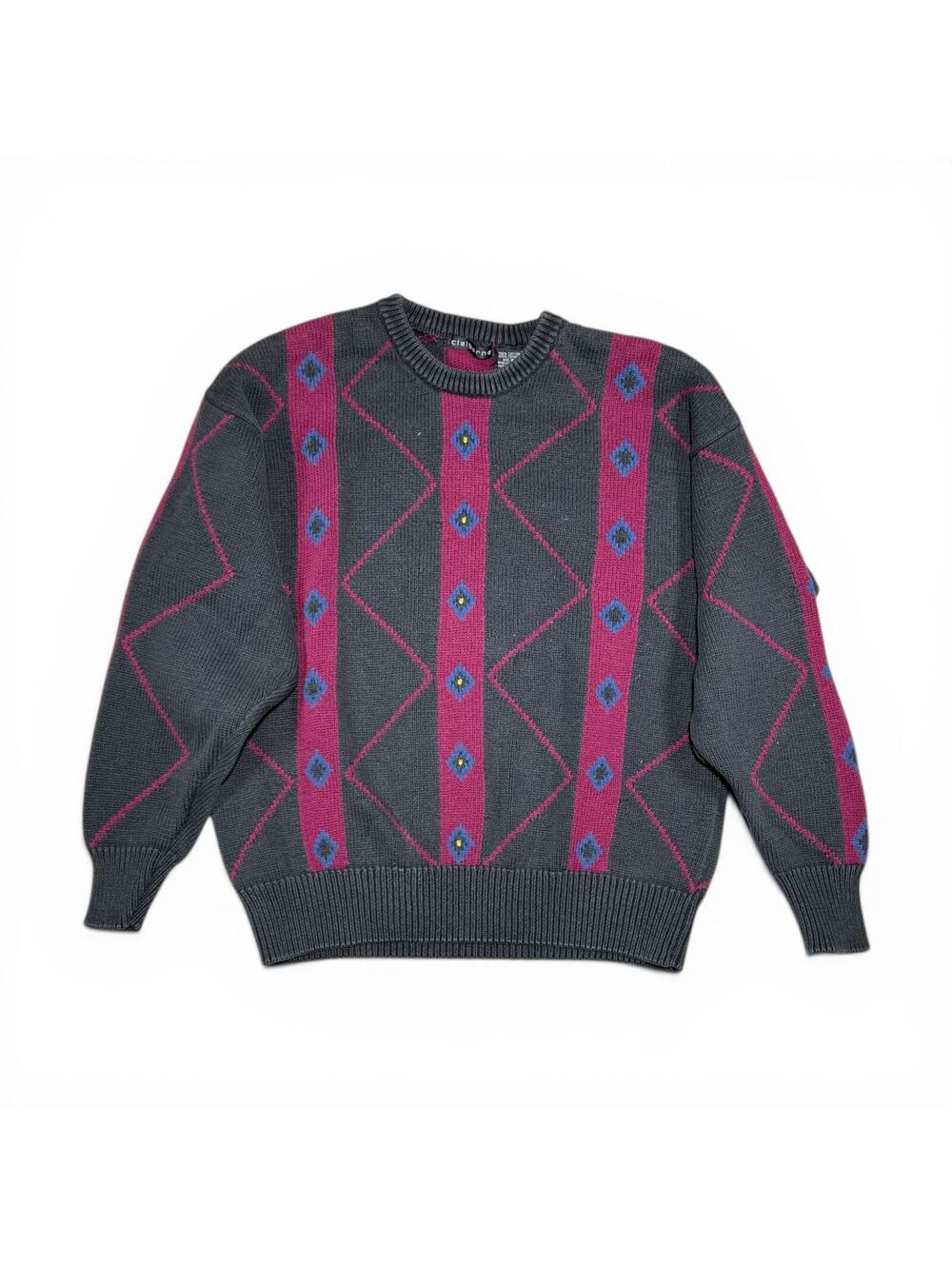 Vintage Charcoal and Maroon Cotton Sweater Size M